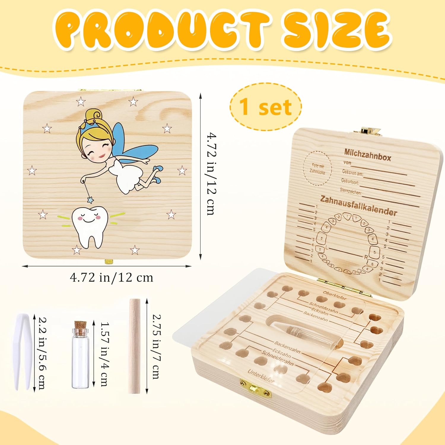 Thumbnail 1 de Shengruili Zahnbox aus Holz für Milchzähne – Aufbewahrungsbox für Baby-Zähne