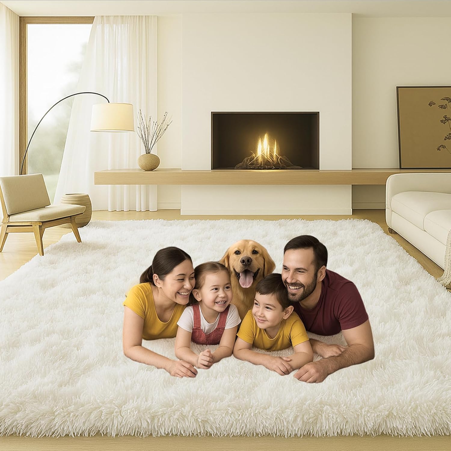 Detalle de Mtandyx 8x10 Plush Cream White Area Rug