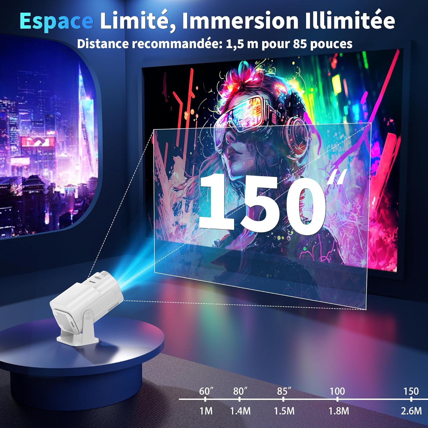 Thumbnail 6 de [App intégrée] Vidéoprojecteur 4K/1080P Upgrade 2026: WiFi 6, Bluetooth 5.2 et correction trapézoïdale