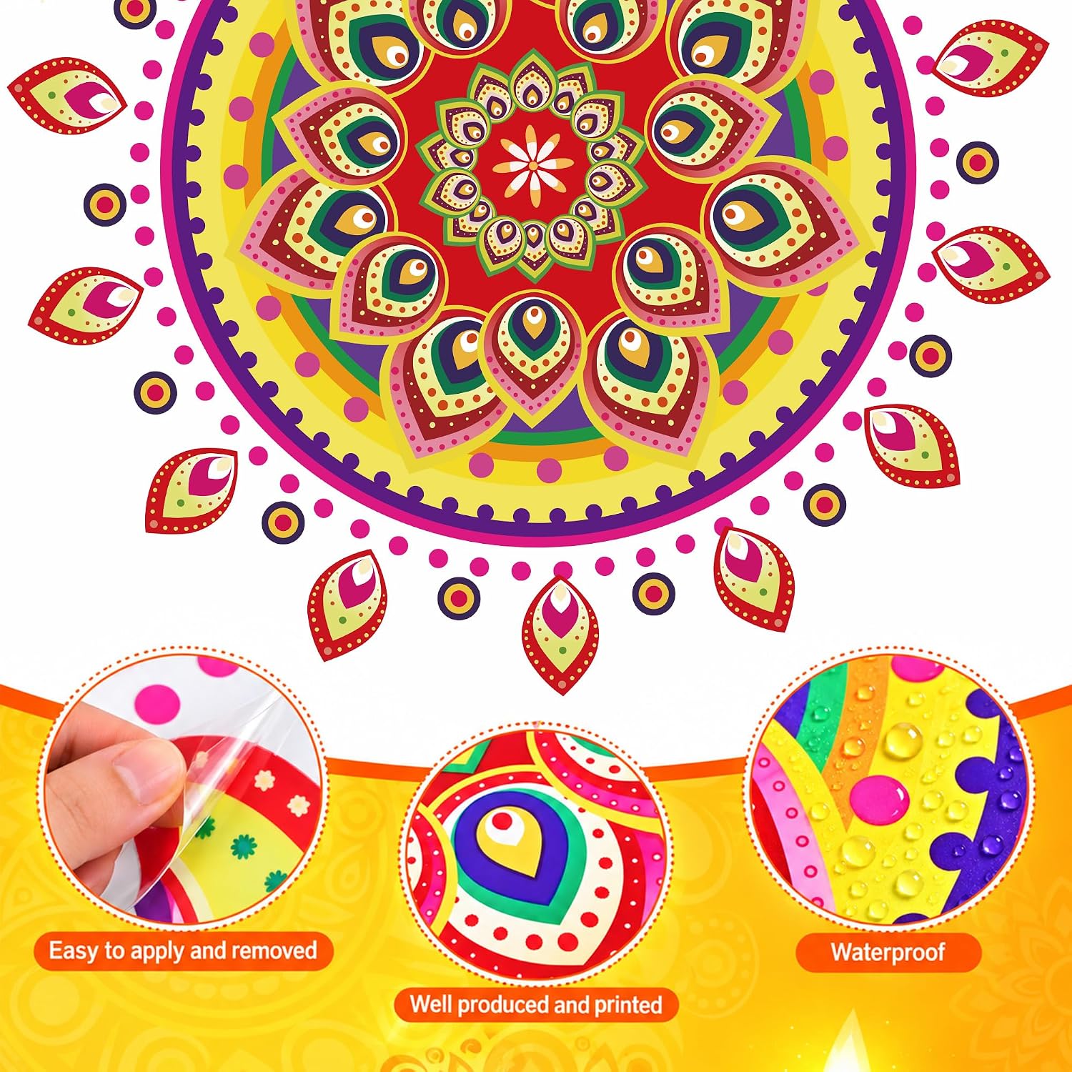 Detalle 2 de SZCECHRE 20260630 Diwali Decoration Set with Rangoli Stickers and Marigold Garland