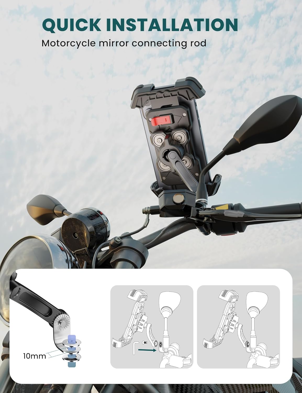 Thumbnail 1 de GREFAY Motorcycle Phone Holder with Dual Anti-Vibration and 360° Rotation