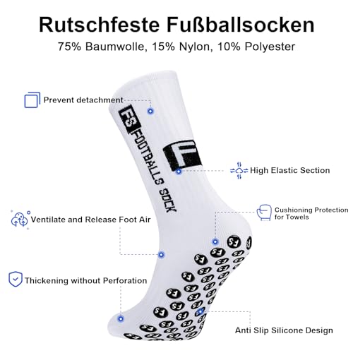 Thumbnail 7 de AVABEST calcetines deportivos antideslizantes, 2 pares, blancos, talla 39-46