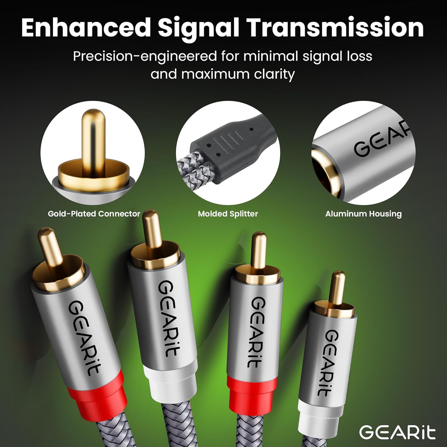 Thumbnail 4 de GEARit RCA Cables 25 ft: Dual Shielded, Gold-Plated RCA Cable for Car Audio & Hi-Fi