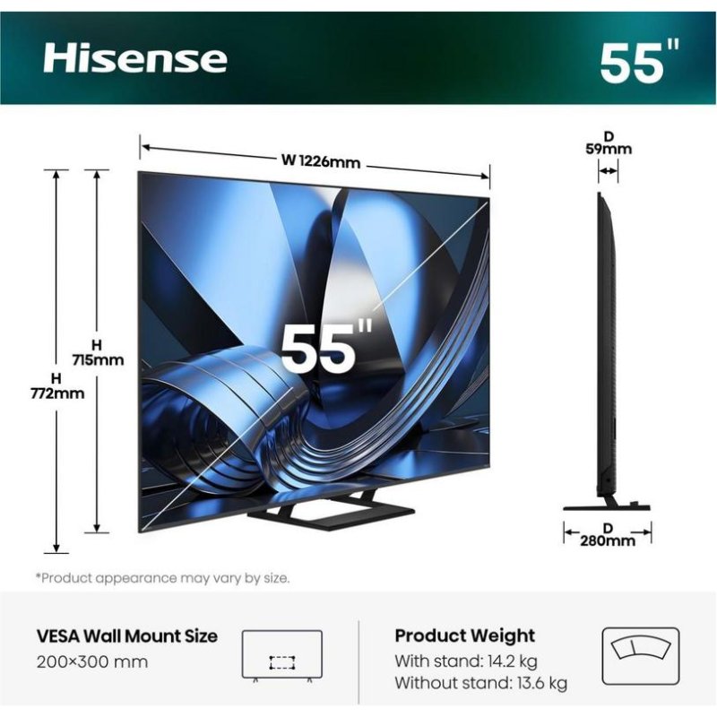 Detalle de Hisense 55U7SE Mini LED 55" 4K 144 Hz: cine en casa y gaming con VIDAA