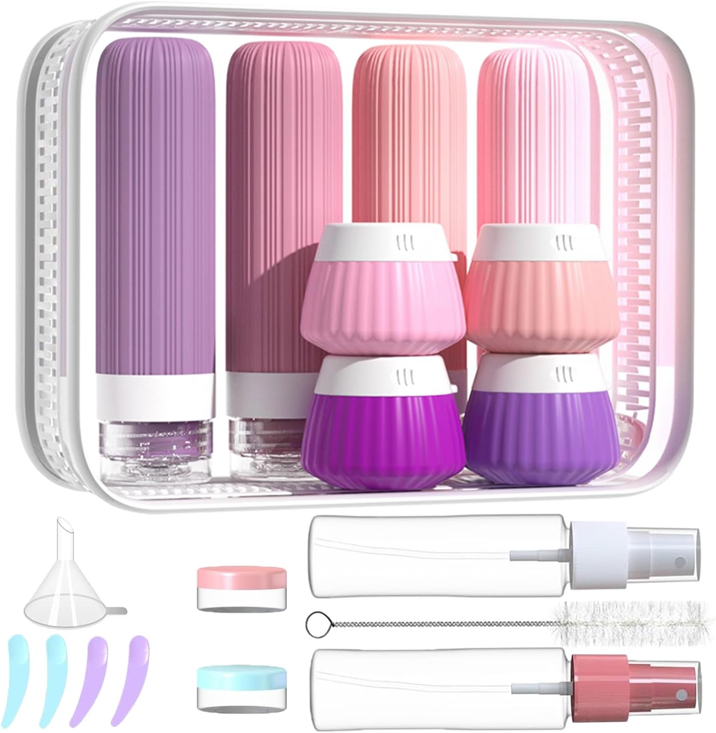 Detalle de NuvaConx 18-pack travel bottles TSA-approved toiletry set