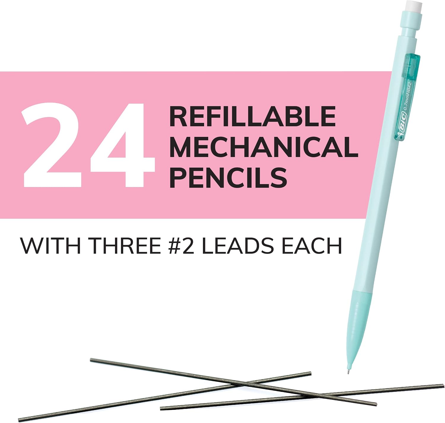 Detalle de BIC Xtra-Smooth Pastel Mechanical Pencils, 0.7mm, 24-Count