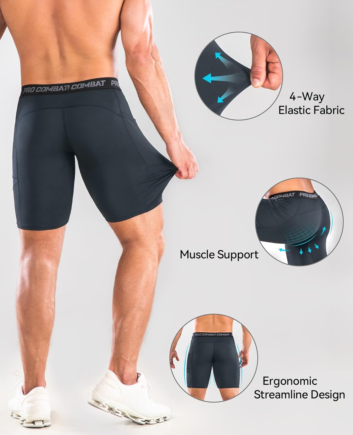 Thumbnail 3 de Niksa Compression Shorts Men: Anti-Chafe Base Layer with Pockets for Gym, Run, and All-Day Comfort