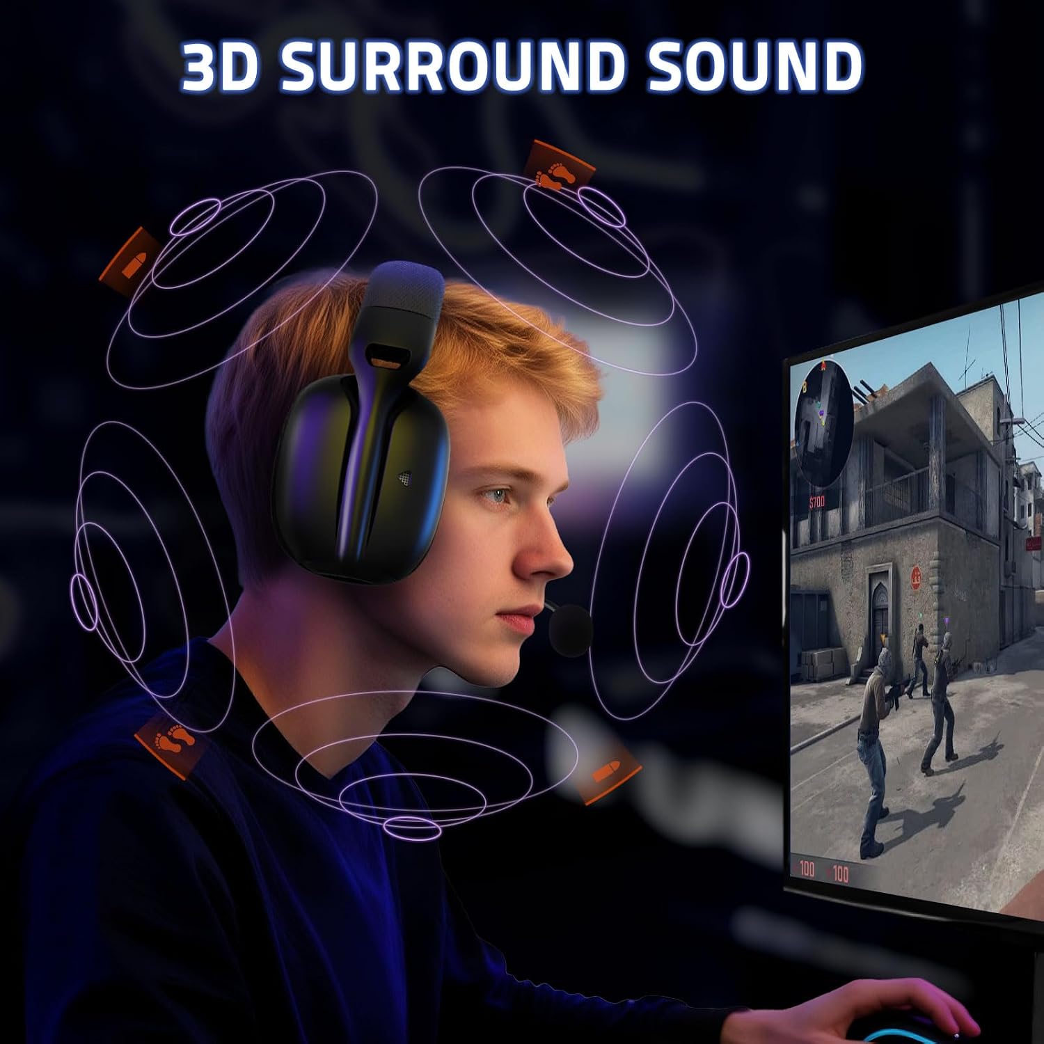Detalle de ATTACK SHARK L80PRO Kabelloses Gaming-Headset – 3 Modi, Dual-Mikrofon, 40 mm Treiber, 3D-Surround-Sound