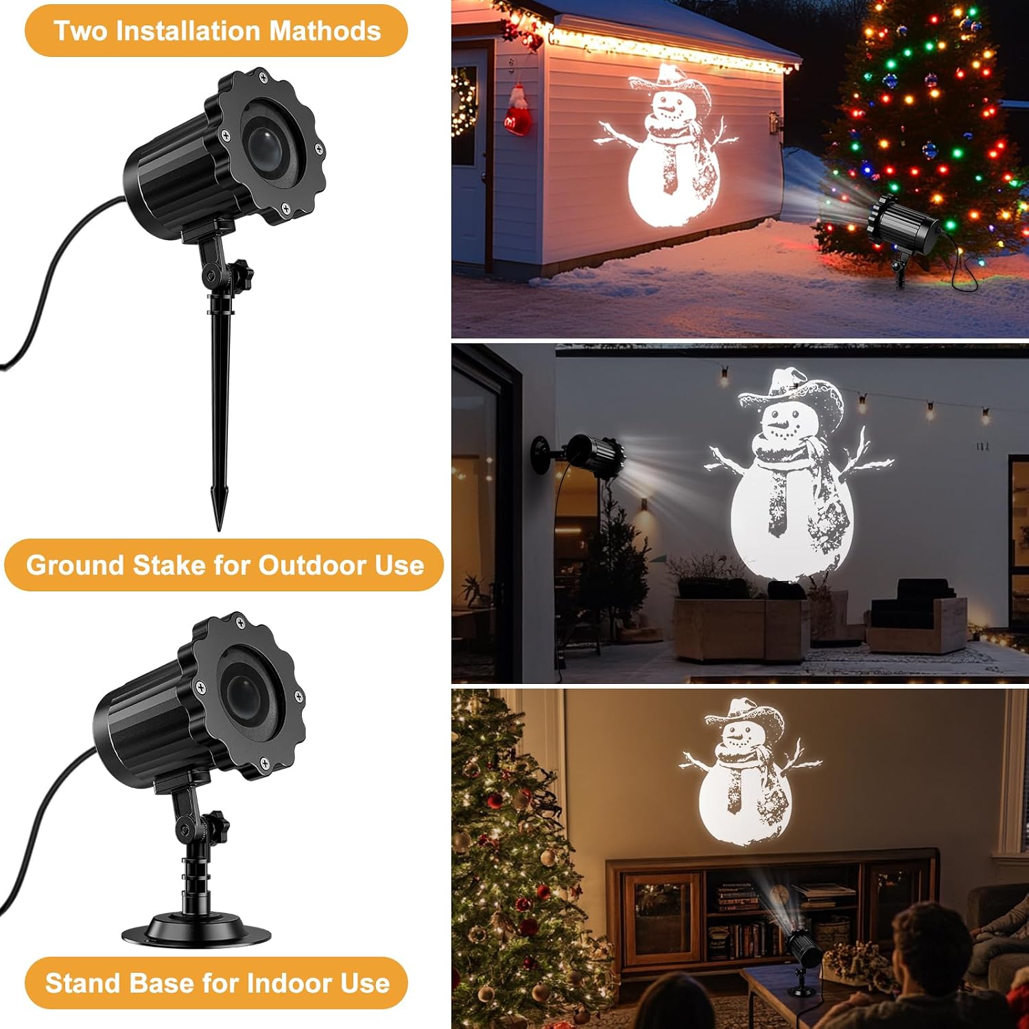 Detalle de Nagudenfo SE369-21 Christmas Projector with 3D Dynamic Snowman and IP55 Protection