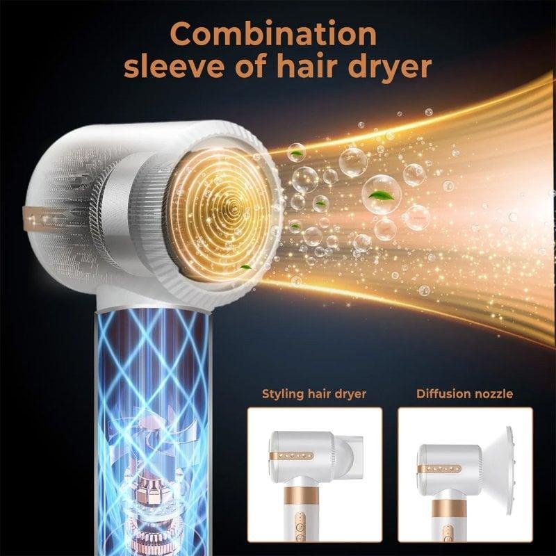 Detalle de Klack Hot Air Styler 7 en 1: Secador de Pelo Profesional de Alta Velocidad 110000RPM Blanco/Cobre