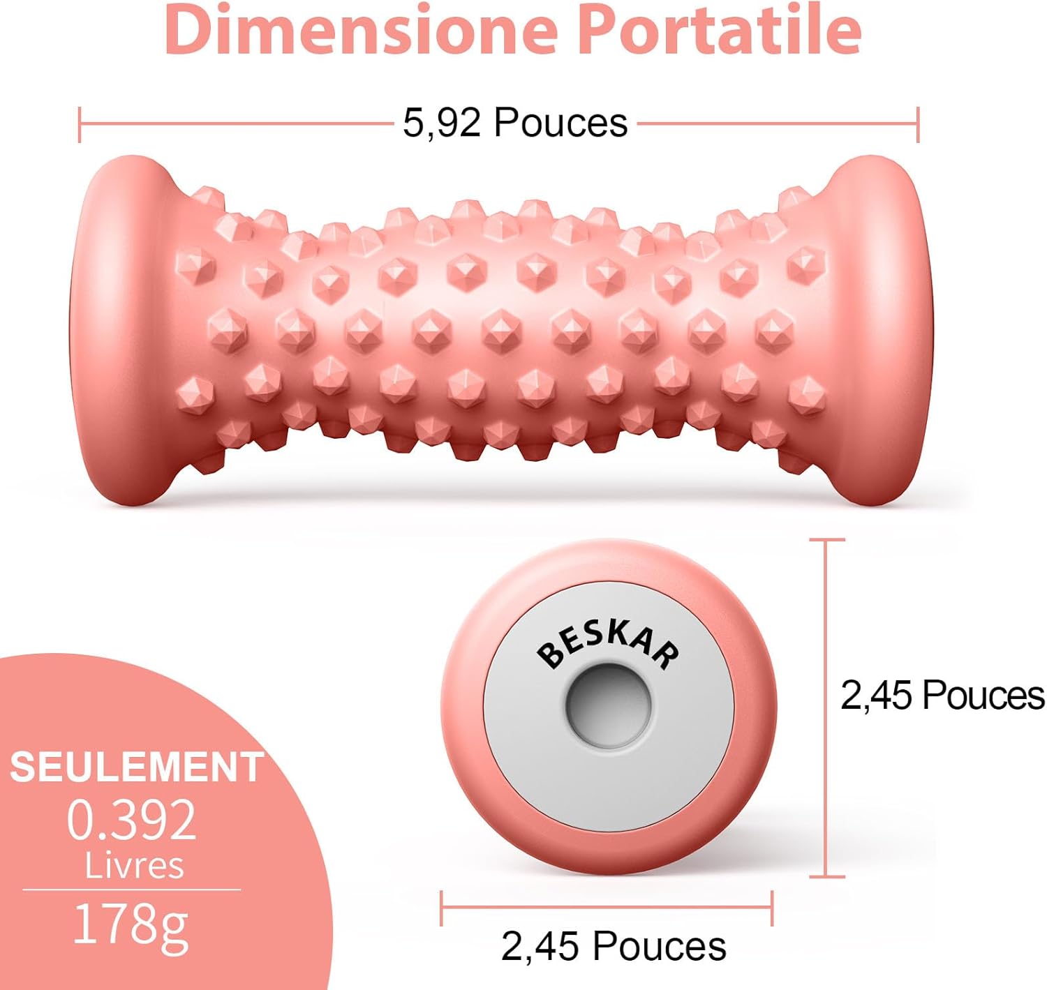 Detalle 2 de Rouleau Massage Pied pour la Voûte Plantaire – Acupression et Réflexologie, Silicone Dur, Soulagement Fasciite Plantaire