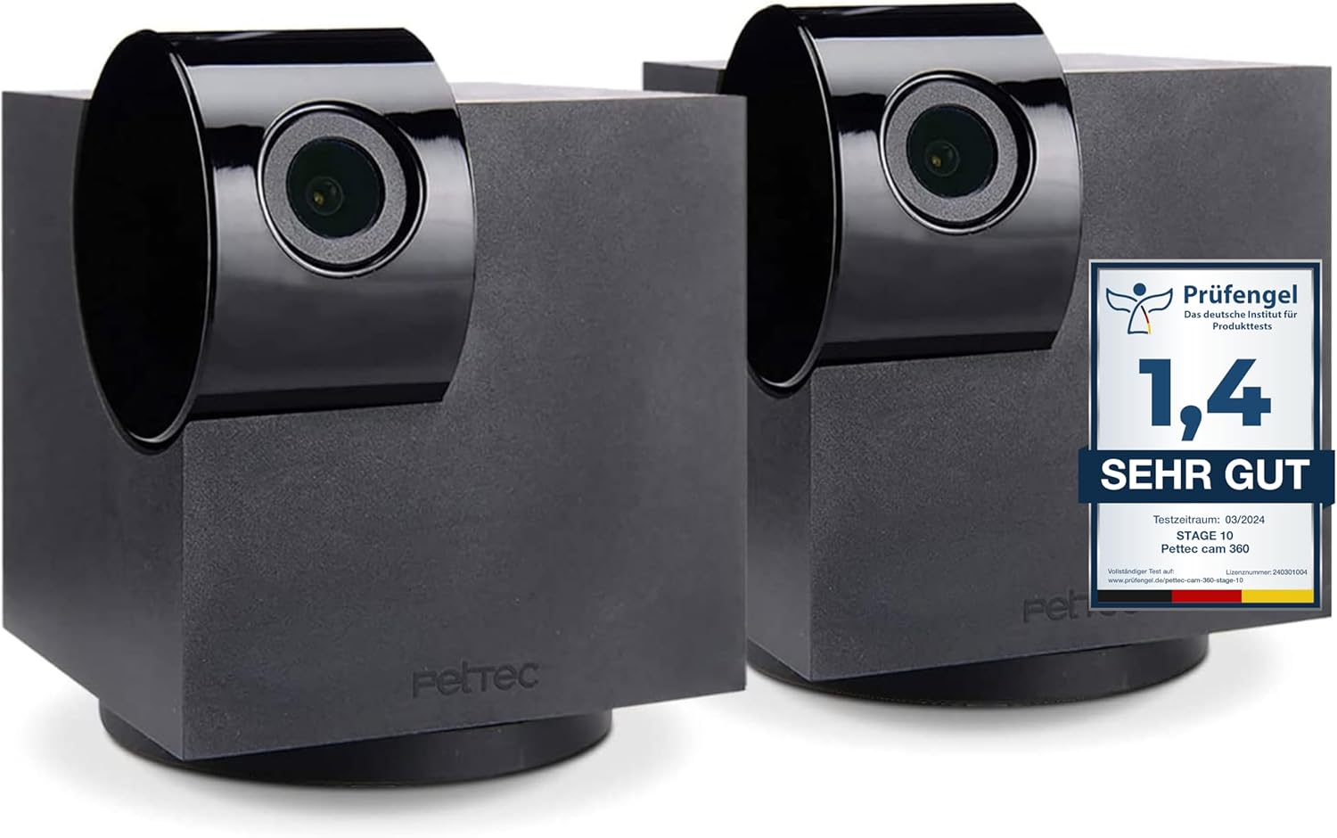 Detalle de PetTec Cam 360° 2er Set – Haustierkamera mit App, 360°-Schwenk, Nachtsicht und Zwei-Wege-Audio