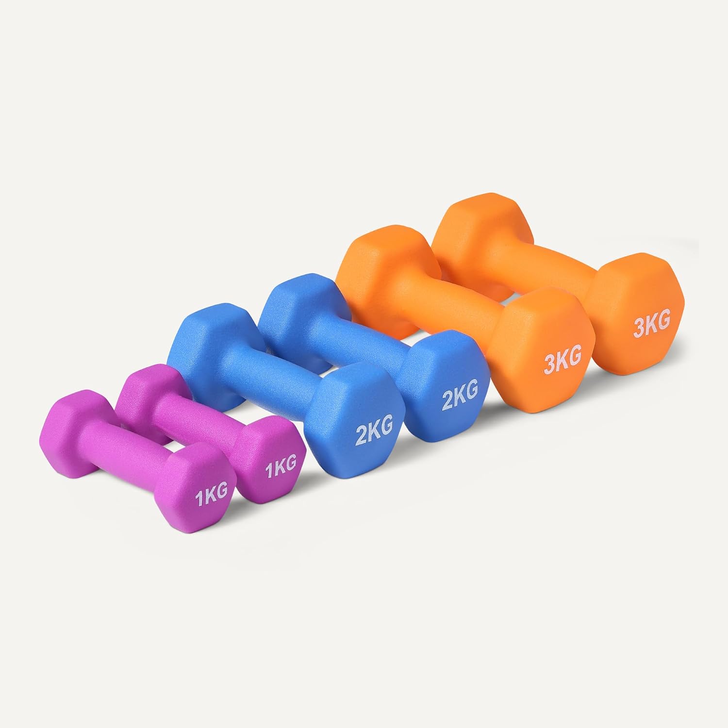 Thumbnail 2 de Amazon Basics Neopren Hantelset mit Ständer – 3 Paar Hanteln (1 kg, 2 kg, 3 kg) in sechseckiger Form
