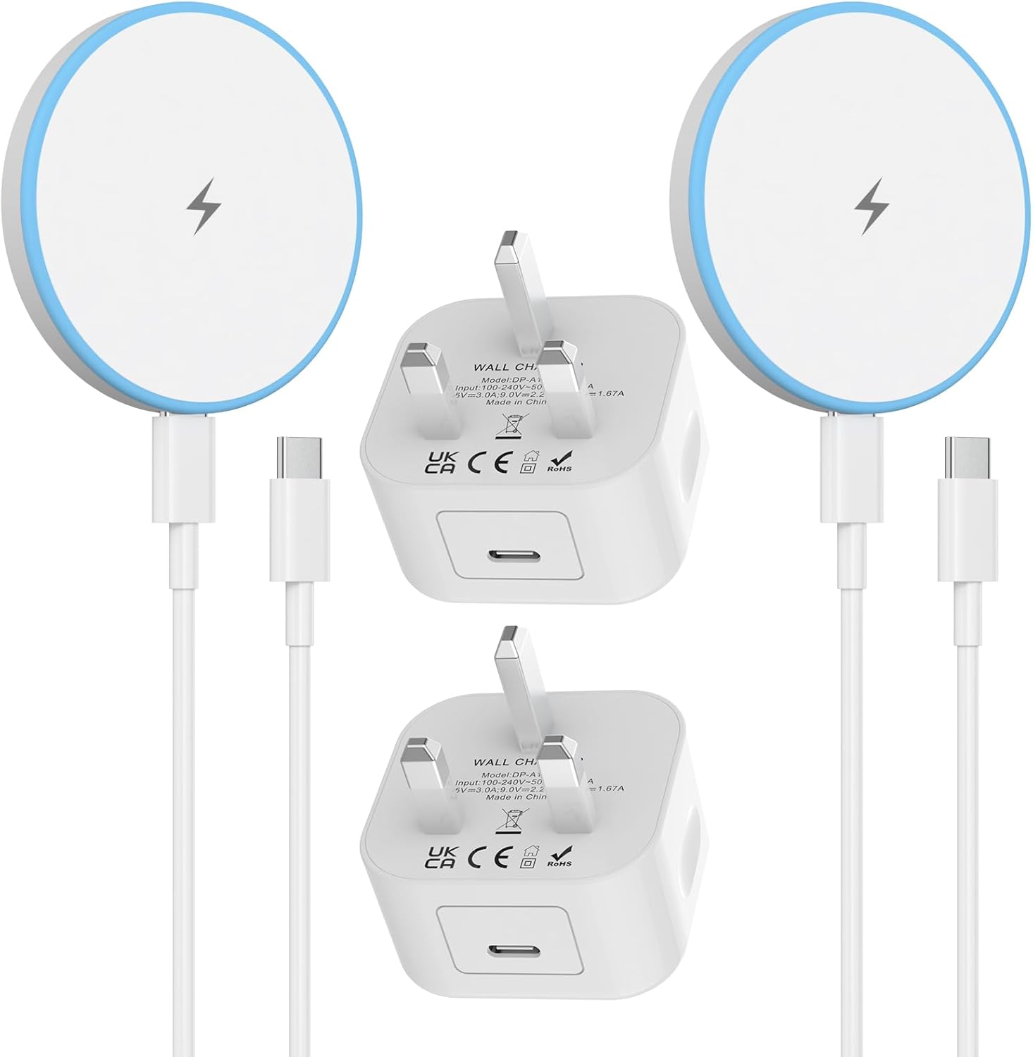 Detalle de iPhone Wireless Charger 2Pack (15W Mag-Safe) with 20W USB-C Plug and 6ft USB-C to USB-C Cable