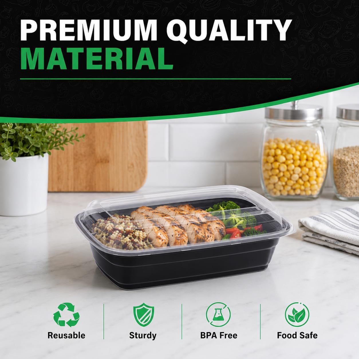 Thumbnail 6 de WUHUIXOZ 50 Stück 946 ml Meal Prep Behälter mit Deckel – Wiederverwendbar, mikrowellengeeignet, spülmaschinenfest
