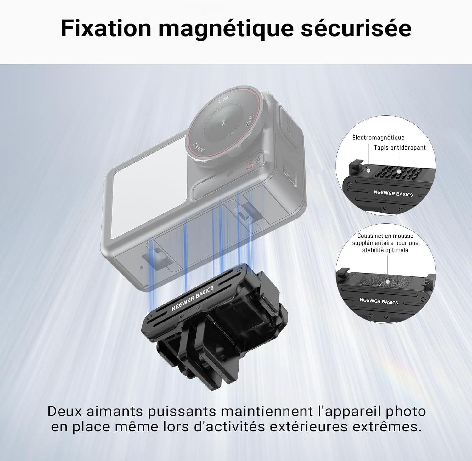 Thumbnail 3 de NEEWER Adaptateur de fixation magnétique à dégagement rapide pour DJI Osmo Action 5 Pro / 4 / 3 / 360 (DP04) avec filetage 1/4