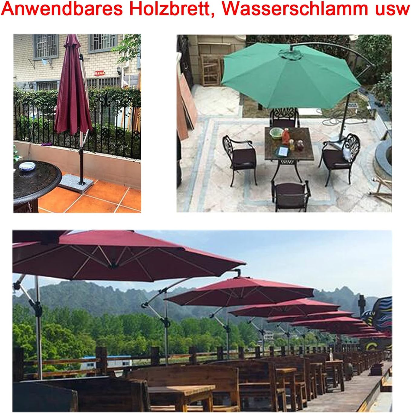 Detalle 2 de VANROUG Robuster quadratischer Sonnenschirmständer – Stahlbasis mit verstellbarem Kolben