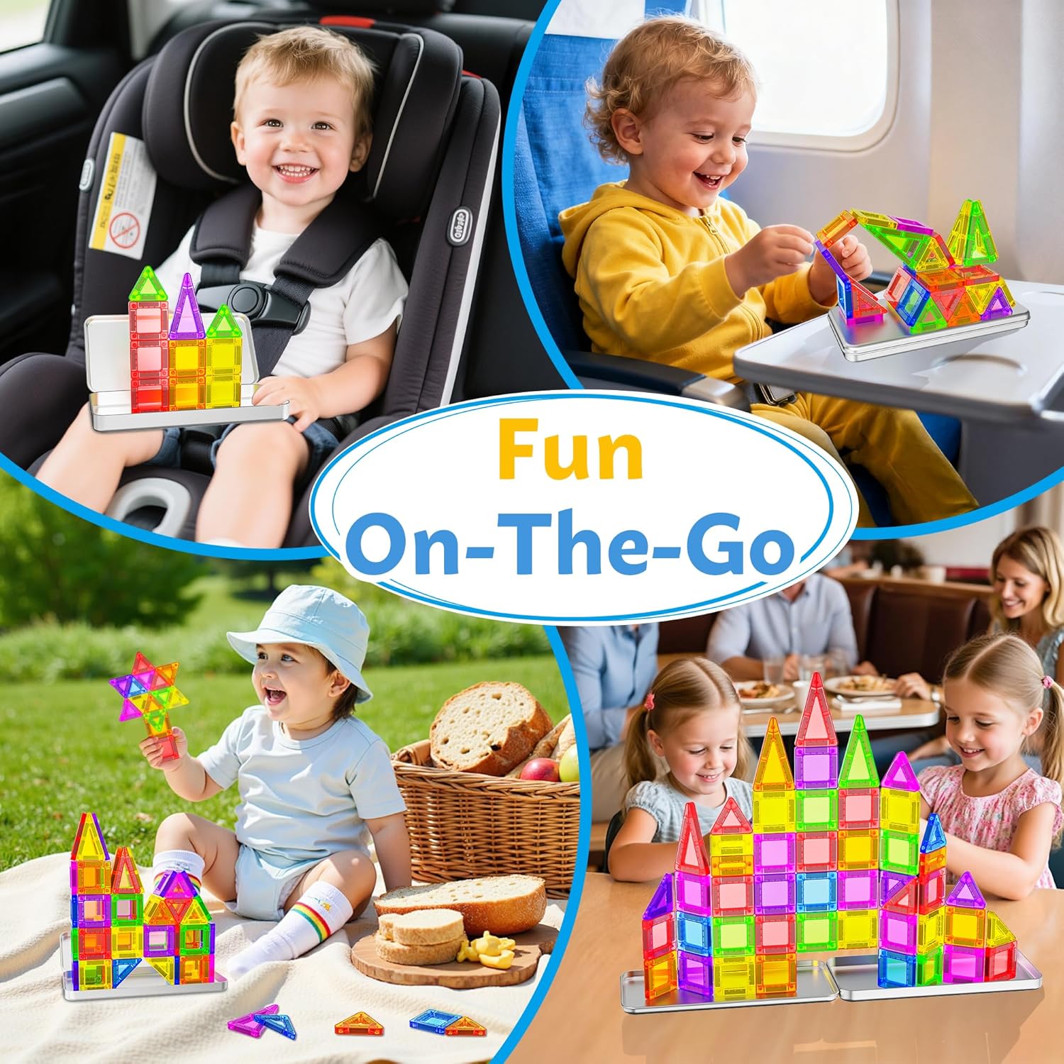 Detalle de Mini Magnetic Tiles Travel Set: 41PCS STEM Learning Toy for Ages 3–8