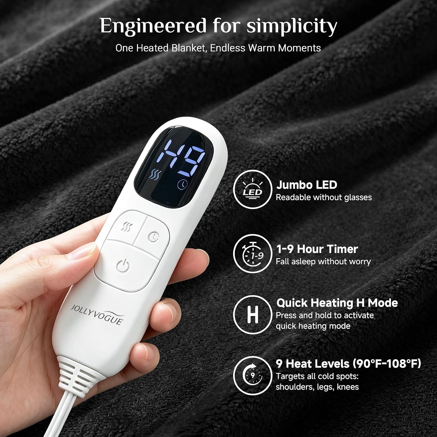 Thumbnail 3 de JOLLYVOGUE Wearable Heated Blanket, 50 x 70 Inch, Flannel and Sherpa, 7 Settings