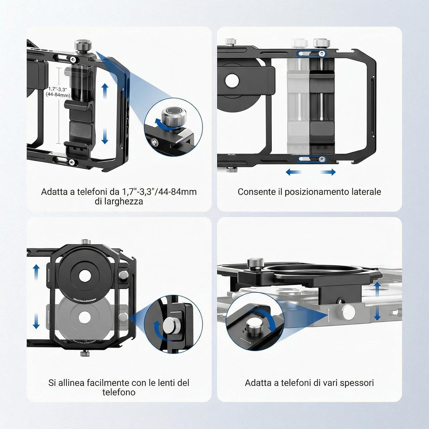 Detalle 2 de NEEWER stabilizzatore universale per gabbia del telefono con anello adattatore filtro (17–37 mm e 67 mm)