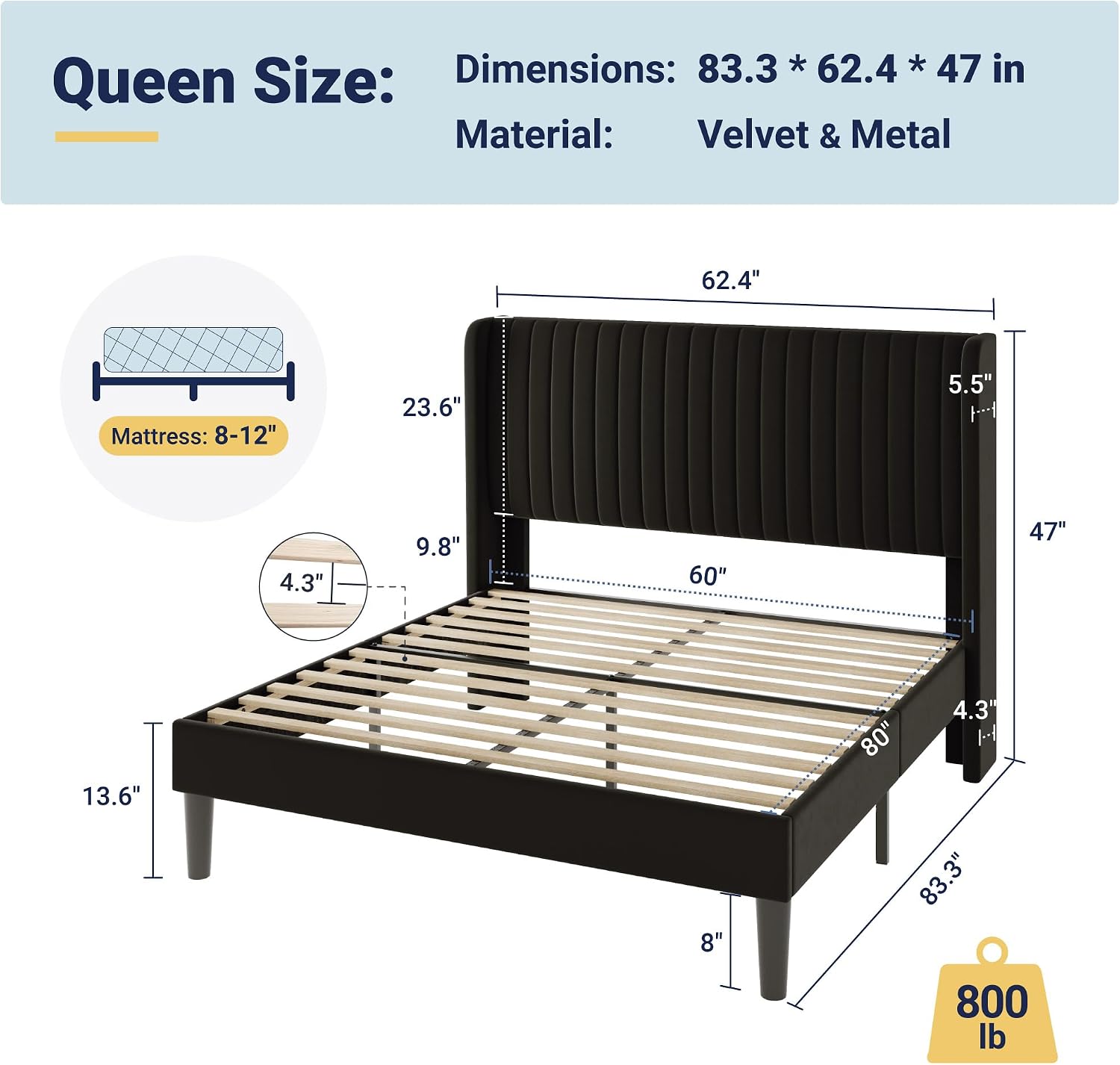 Detalle de Allewie Queen Bed Frame