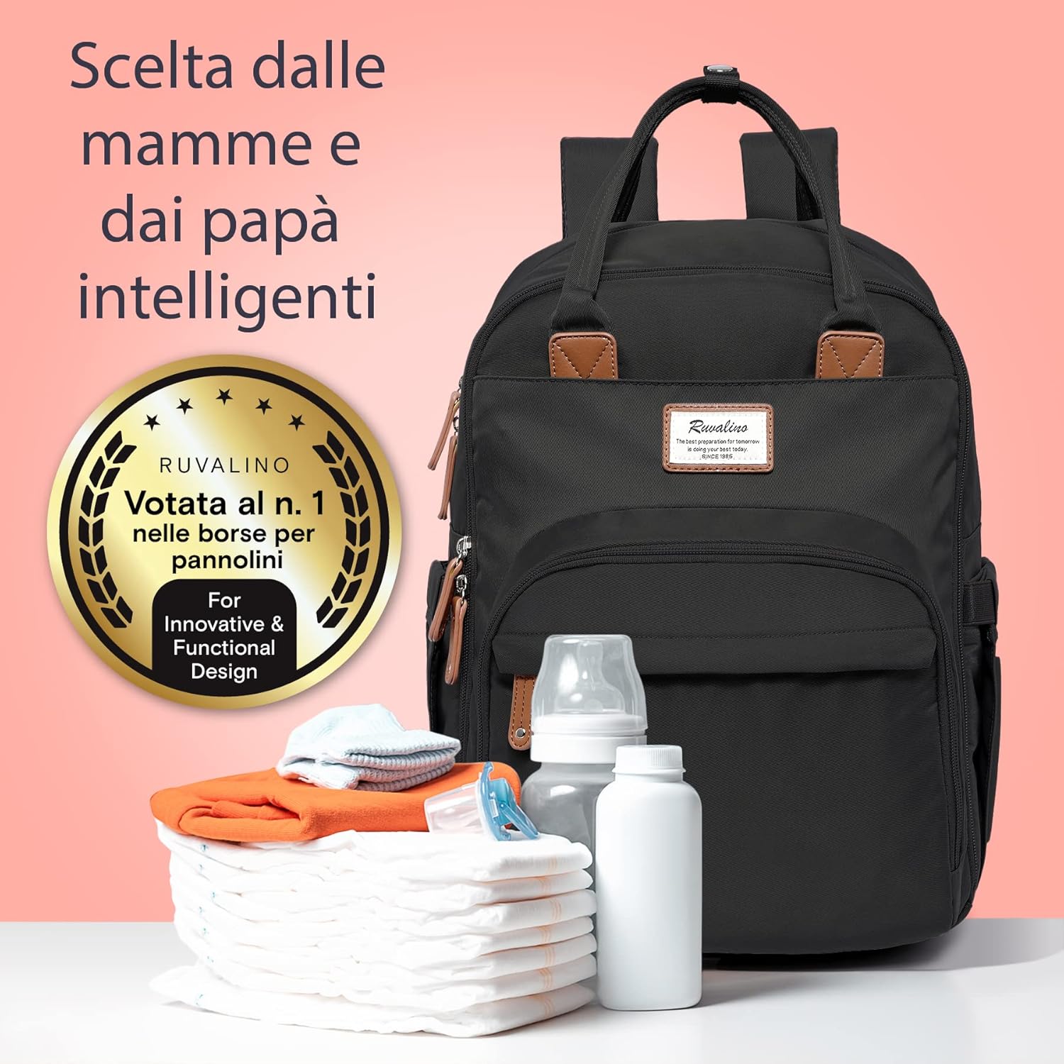 Thumbnail 6 de RUVALINO Zaino Fasciatoio per Mamma e Neonato: grande capacità, praticità e stile