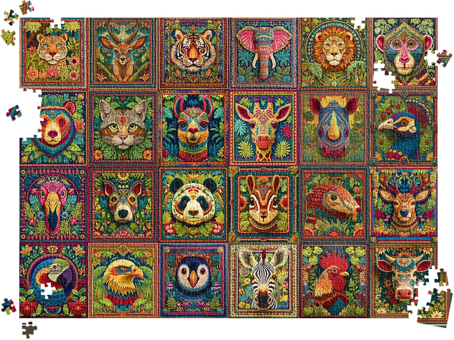 Detalle de HUADADA 1000 Piece Jigsaw Puzzle for Adults – Animal Group Portraits