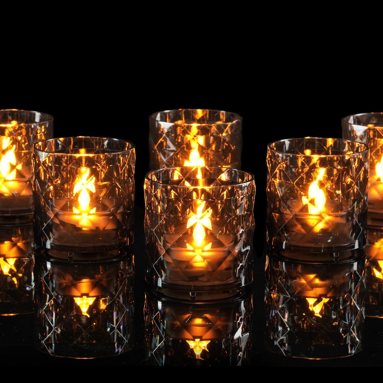 Detalle de Homemory YKLQD Acrylic Votive LED Candles, 12-Pack, 6-Hour Timer