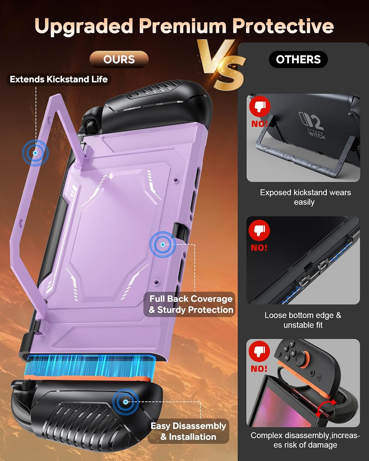 Detalle 1 de FYOUNG NTT130 Dockable Switch 2 Case with Kickstand and Ergonomic Grip