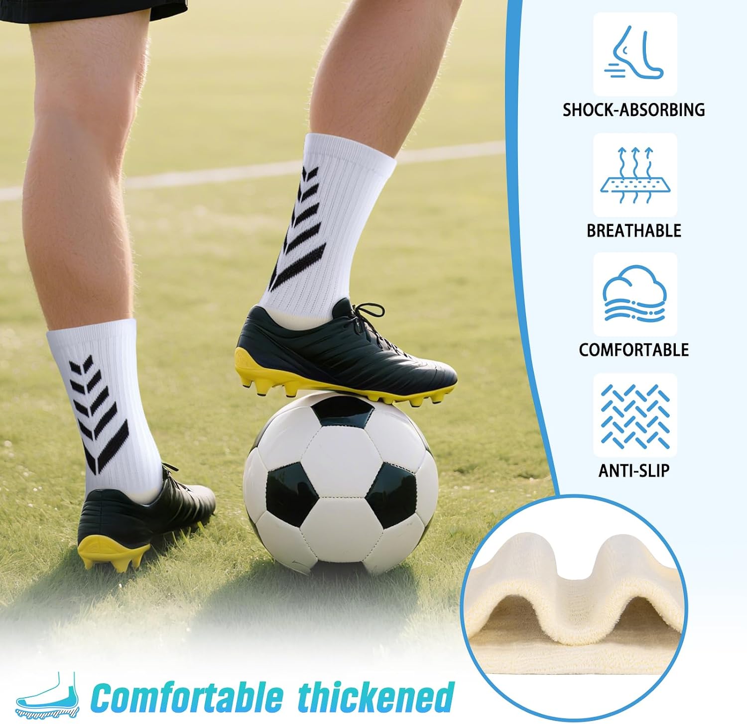 Detalle de LUROON Calze Antiscivolo Calcio Uomo 37-46 | 2/3/4 Paia di Calzini Grip