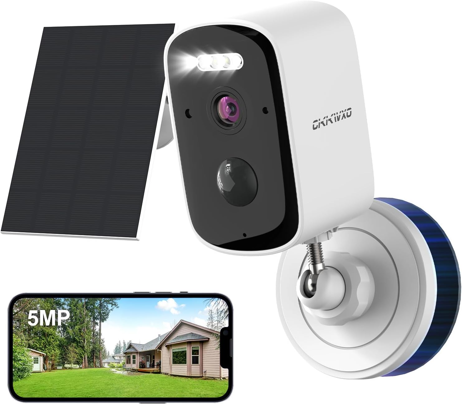 Detalle de CiKiKWXO 2.5K 5MP Caméra Extérieure sans Fil Solaire – Vision Nocturne en Couleur, IP65, Alexa