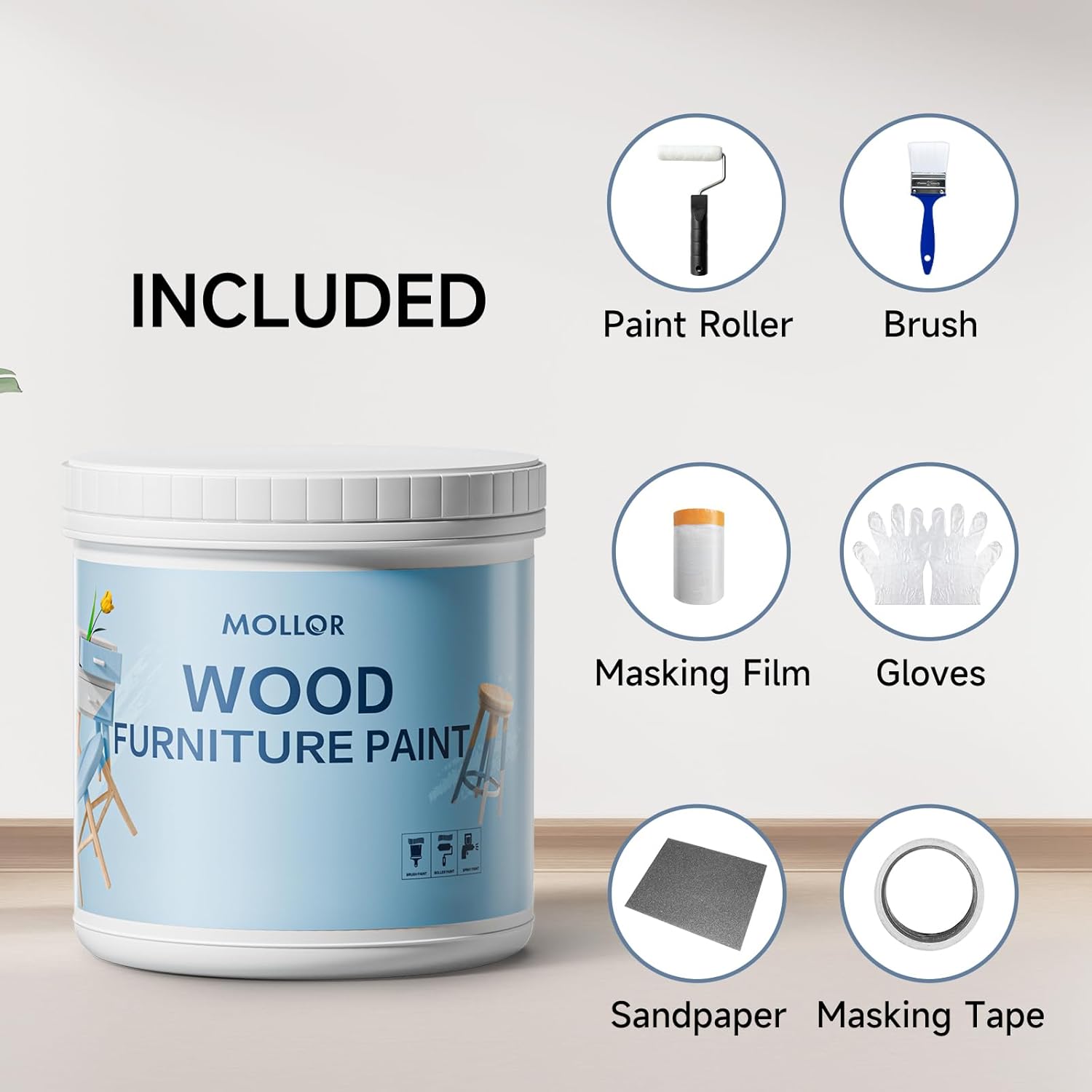 Detalle de Mollor Matt Weiß Holzfarbe Innen – Vielseitige Kreidefarbe für Möbel (32oz/1kg)