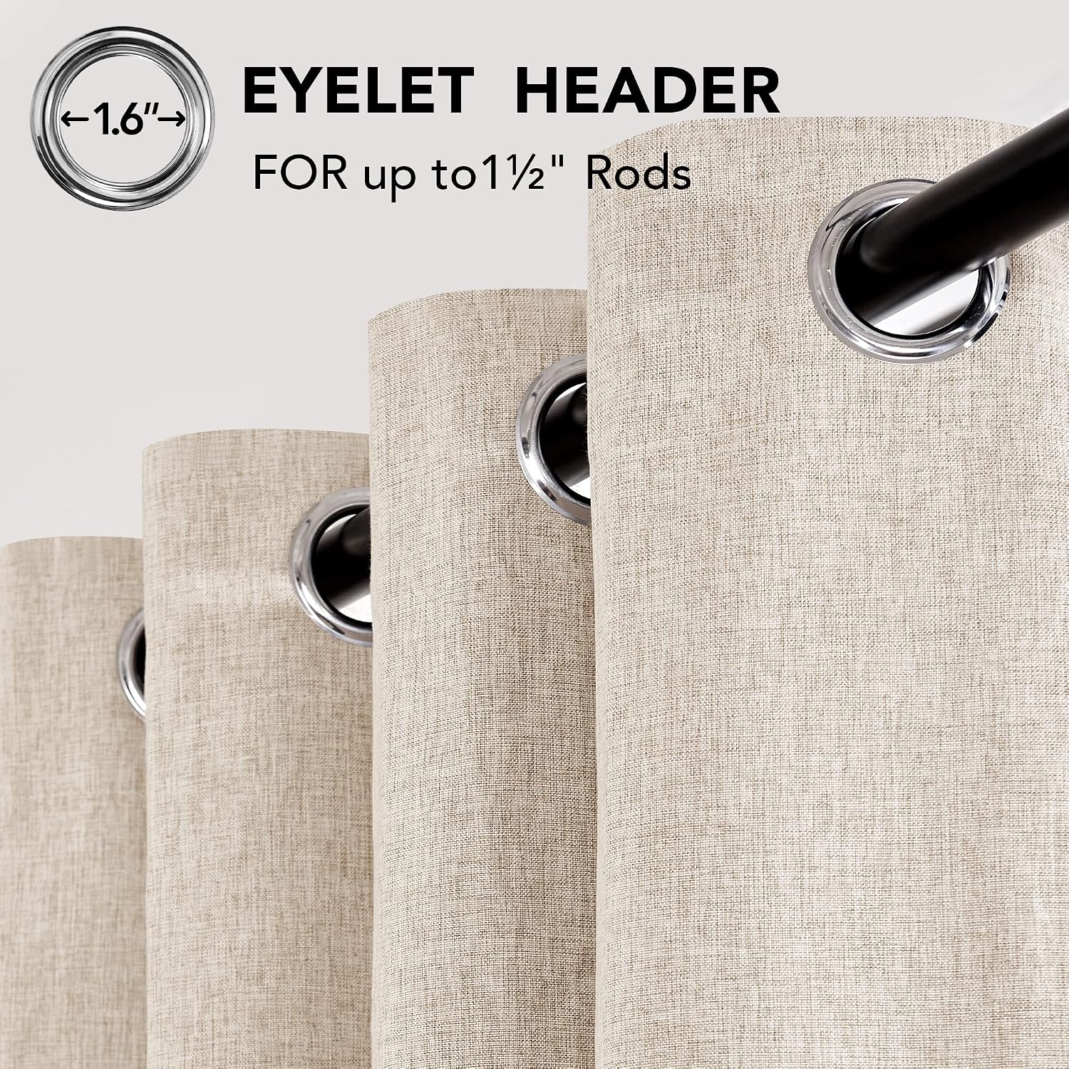 Thumbnail 5 de Deconovo Blackout Eyelet Curtains 46x54in