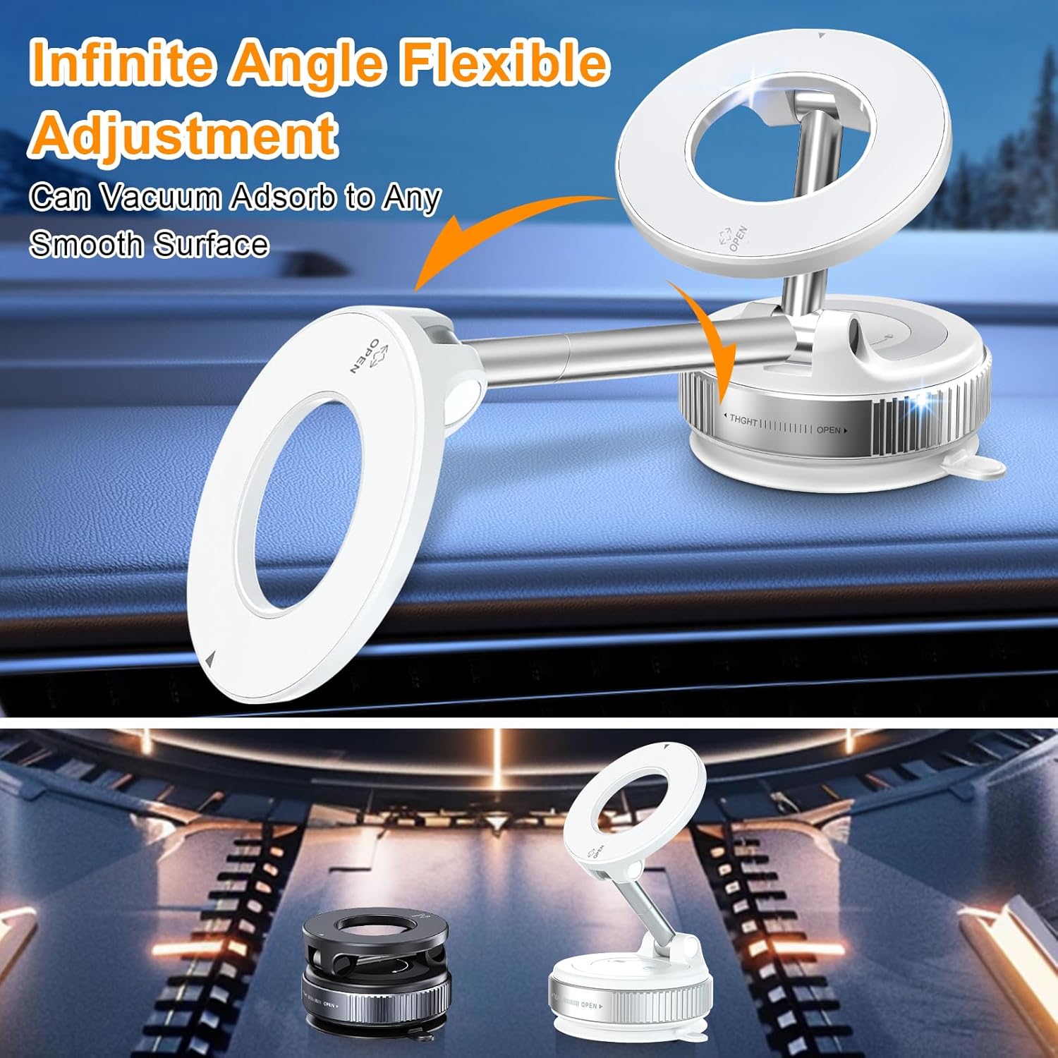 Thumbnail 6 de Astriva Maglock Vacuum Magnetic Phone Mount: 360° Rotating Car Holder with Ultra-Foldable Design