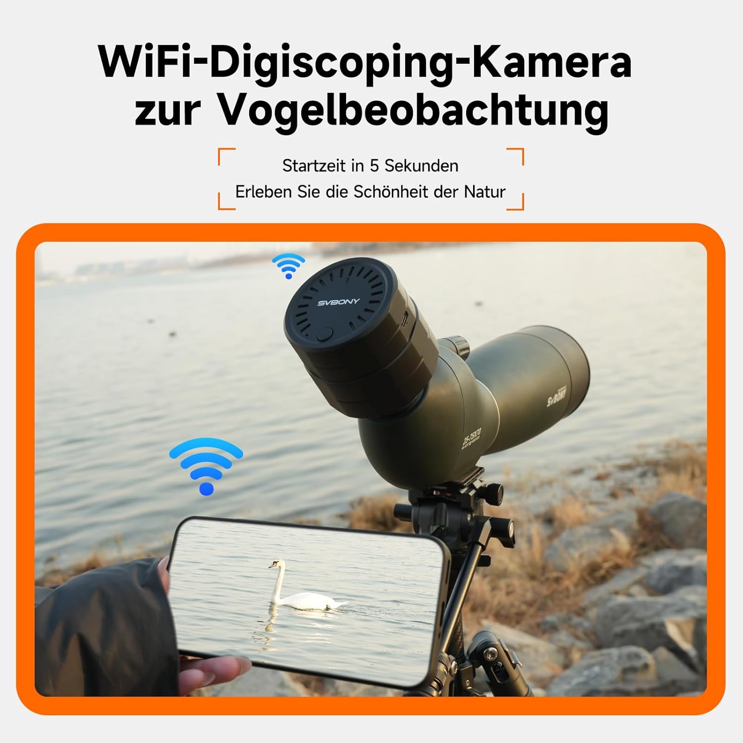 Thumbnail 1 de Svbony SC002 WiFi Spektiv-Kamera (2 MP / 1080P) mit 32-GB TF-Karte, 10 m Funkübertragung & Typ-C