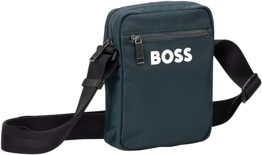 HUGO BOSS Catch_3.0_NS_Zip bandoulière pour homme en polyester vert ouvert 385