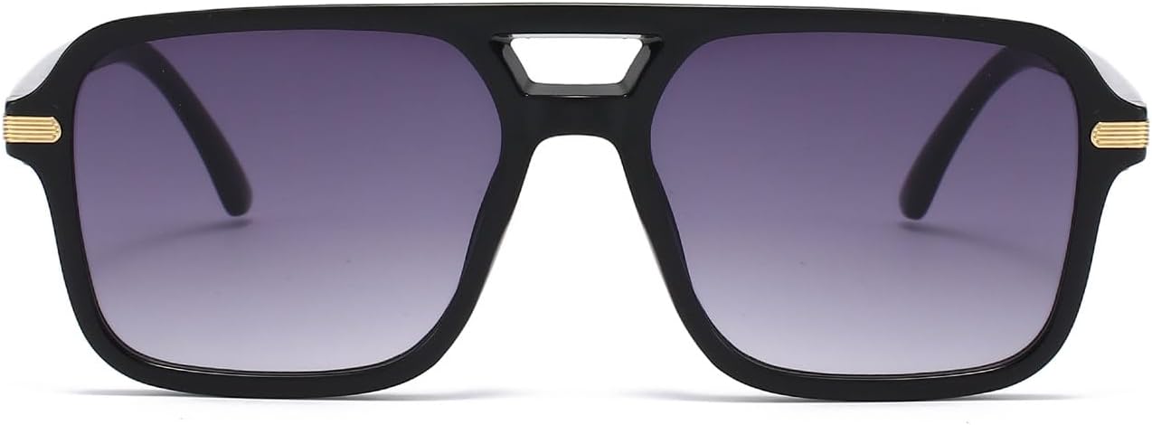Thumbnail 1 de YAMEIZE 70er Rechteck Sonnenbrille mit Doppelbrücke – UV400, polarisiert, Vintage Pilot Stil
