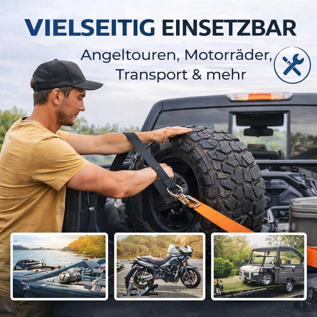 Thumbnail 3 de 5x Zurrschlaufen Doppelschlaufen 30 cm Rundschlinge – Halteband zur Ladungssicherung (Motorrad & mehr)