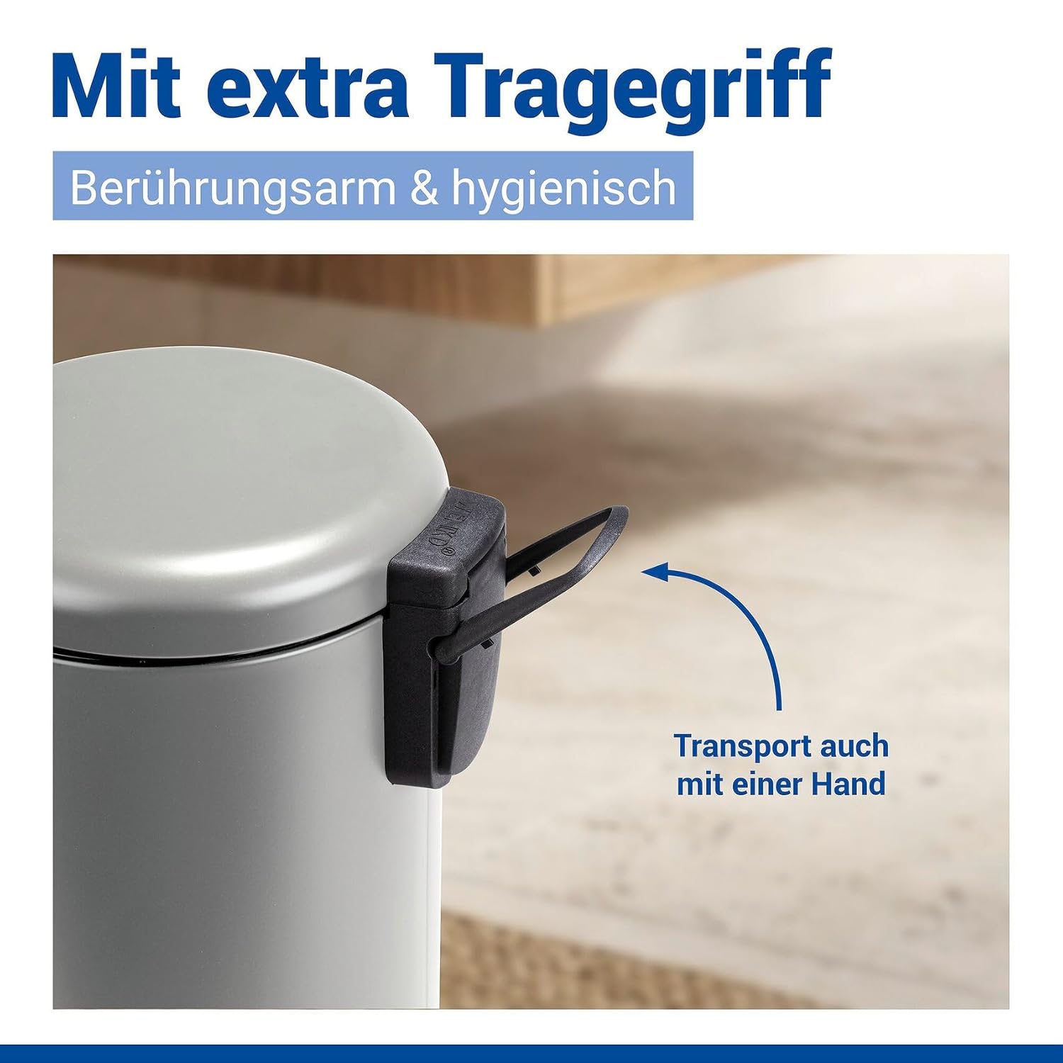 Detalle de WENKO Treteimer Mod. Leman, 3 Liter, Taupe Matt – mit herausnehmbarem Einsatz
