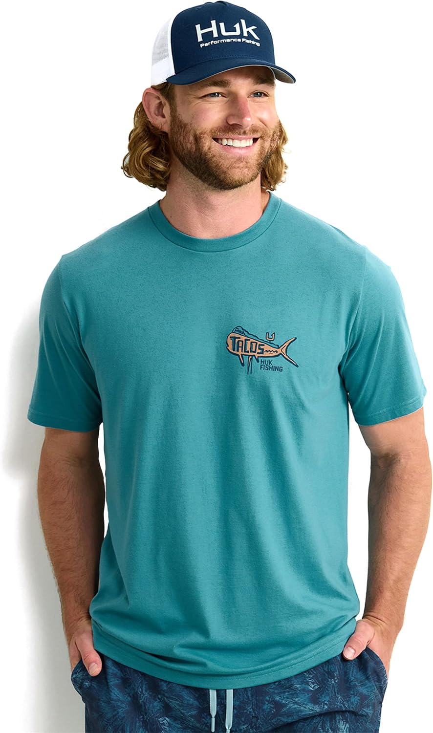 Detalle de HUK Mens Performance Fishing Logo Tee, Short Sleeve – Sun Protection & Cool Comfort