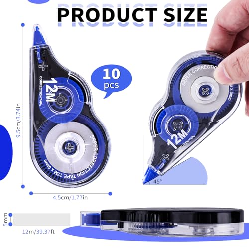 Thumbnail 1 de Jewan 10 Piezas de Cinta Correctora 12 m x 5 mm con Tapa Protectora | Roller Pocket, Ideal para Escolar y Oficina