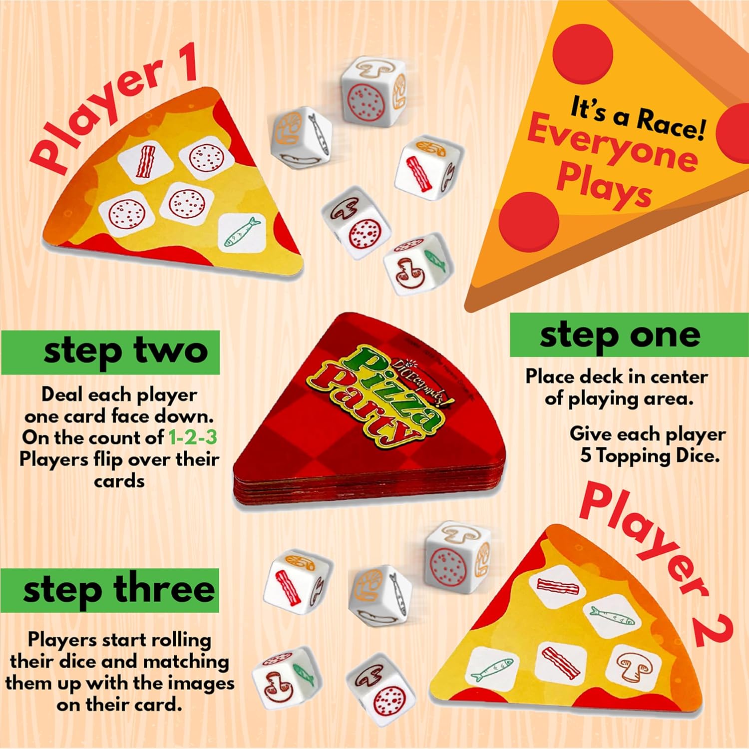 Thumbnail 3 de University Games Pizza Party Dice Game 6+ 🎲