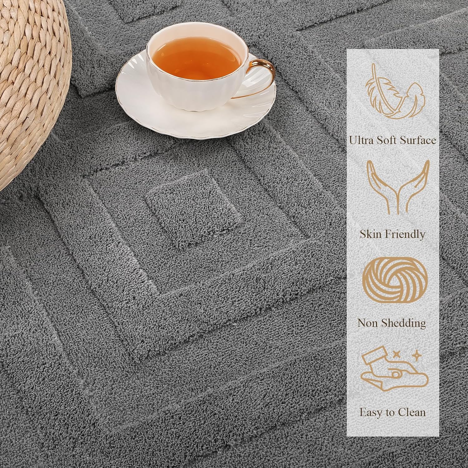 Thumbnail 1 de Enyhom Teppich Wohnzimmer Kurzflor 80 x 150 cm – grauer, waschbarer Allround-Teppich mit rutschfester Rücken