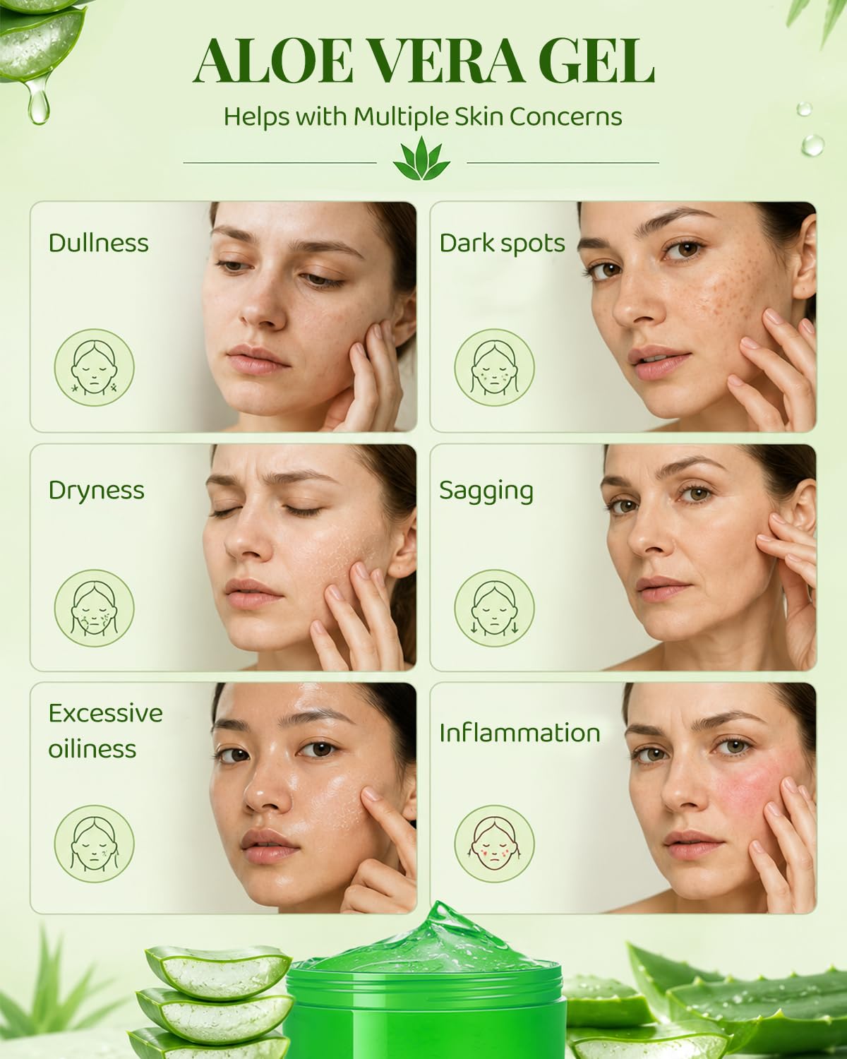 Detalle de Aloe Vera Gel 2 × 300 g + 10 Masken – natürliches Hautpflege-Set