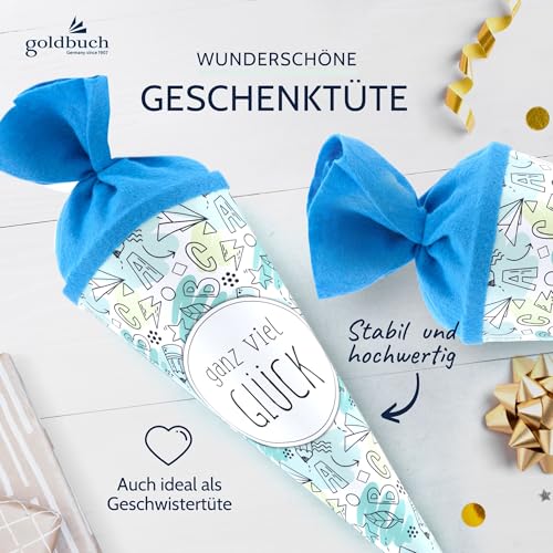 Detalle de goldbuch 93216 Geschwistertüte Ganz viel Glück – Zuckertüte 35 cm, Ø 11,5 cm, Türkis