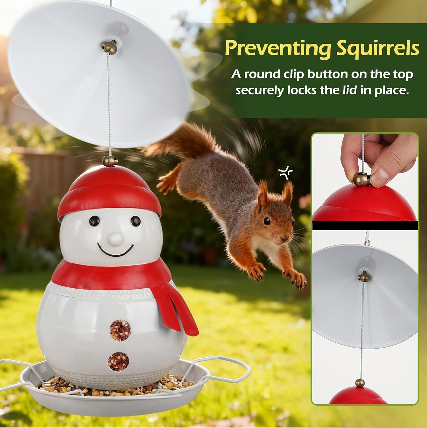 Thumbnail 5 de Bird Feeder for Outdoors: Snowman Metal Seed Feeder for Small Birds
