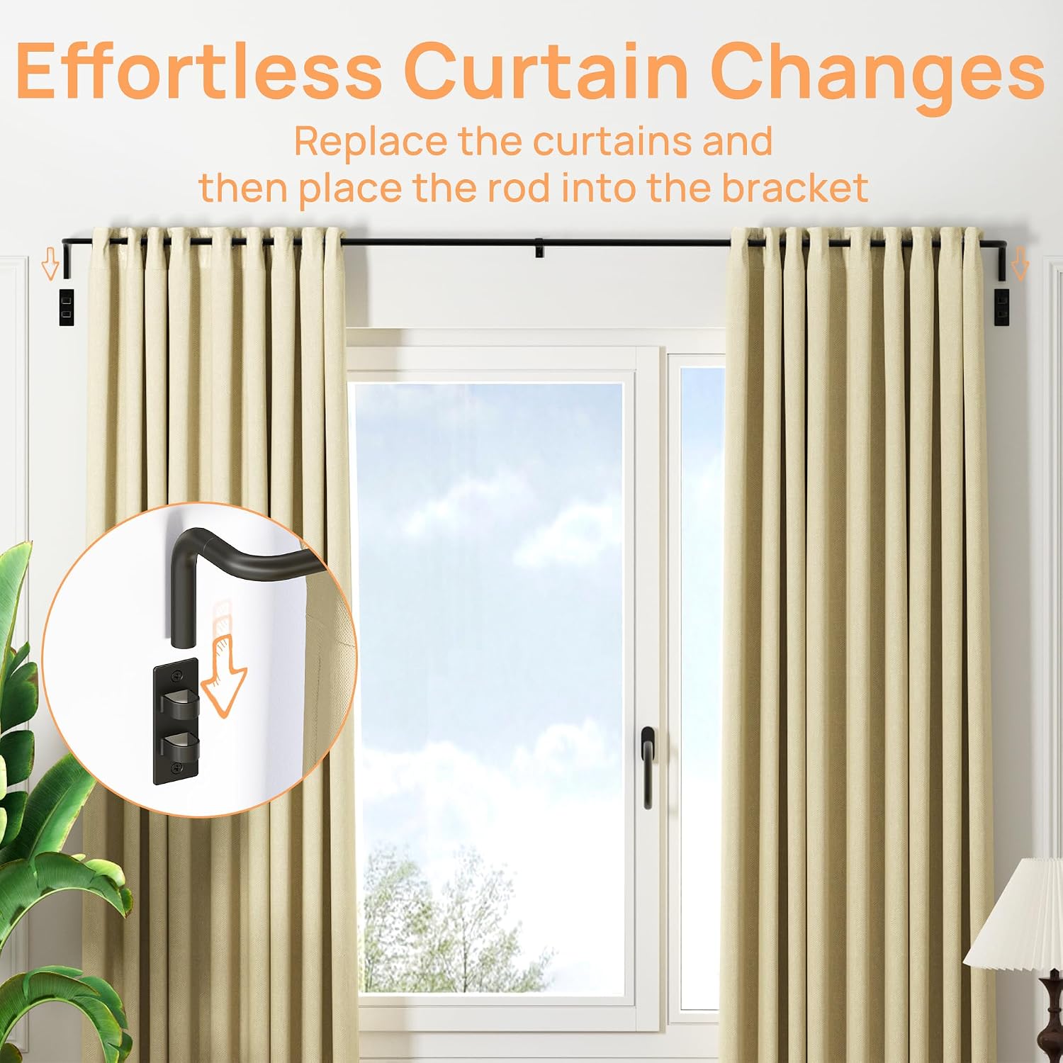 Detalle 1 de upsimples Blackout Curtain Rod, Matte Black