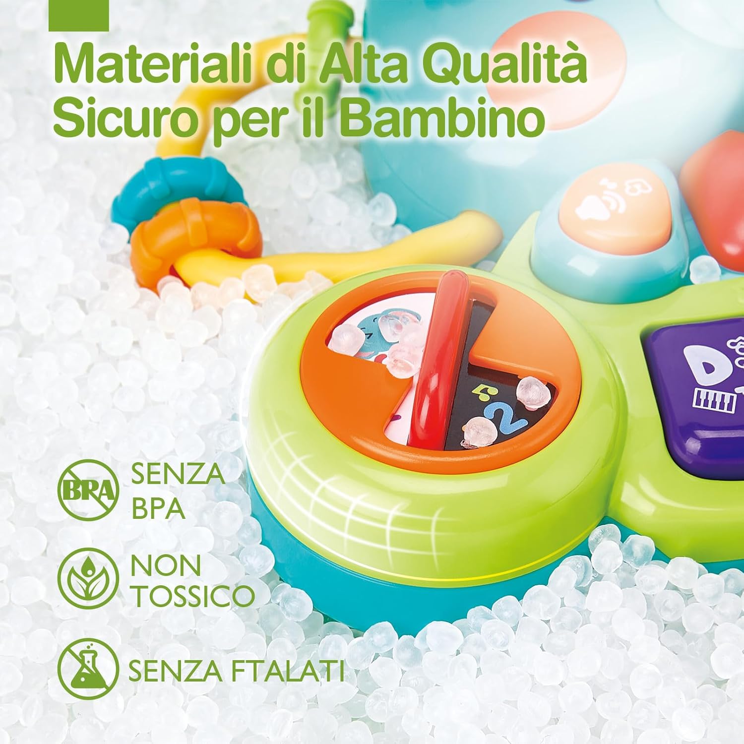 Detalle de hahaland Giochi Musicali Bambini 6 Mesi – Pianoforte-Elefante con Musica e Luci, Tastiera Educativa per Neonato 6–12 Mesi