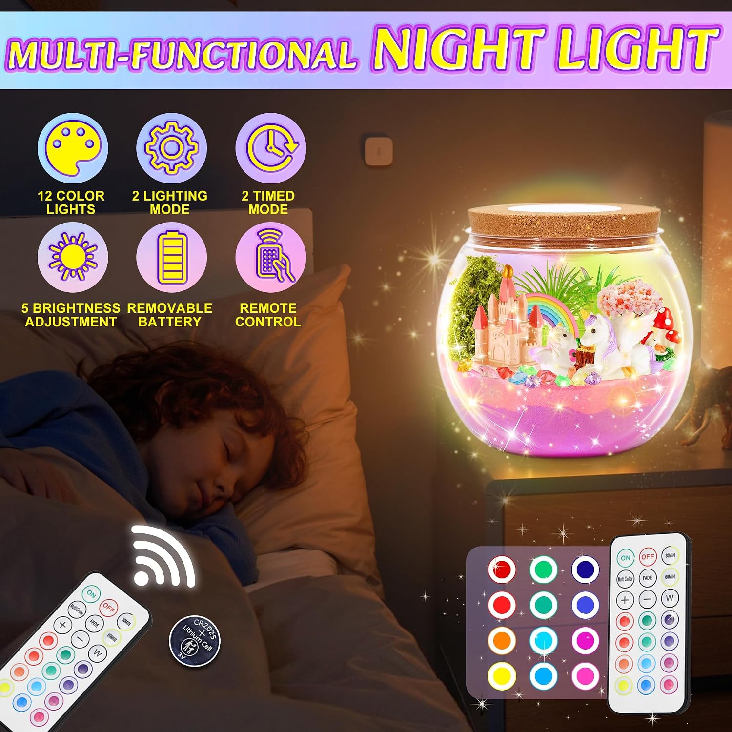 Thumbnail 4 de Gifmore Unicorn Terrarium Kit with LED night light
