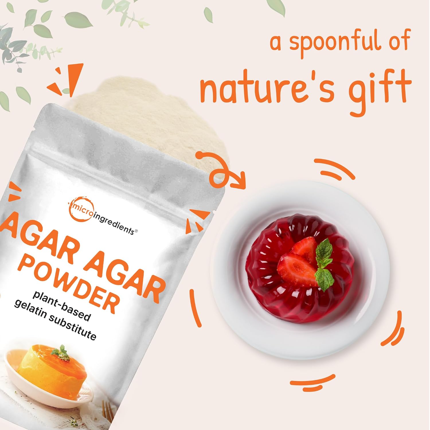Detalle 1 de Micro Ingredients Agar Agar Powder, 1 lb Vegan Red Algae Thickener